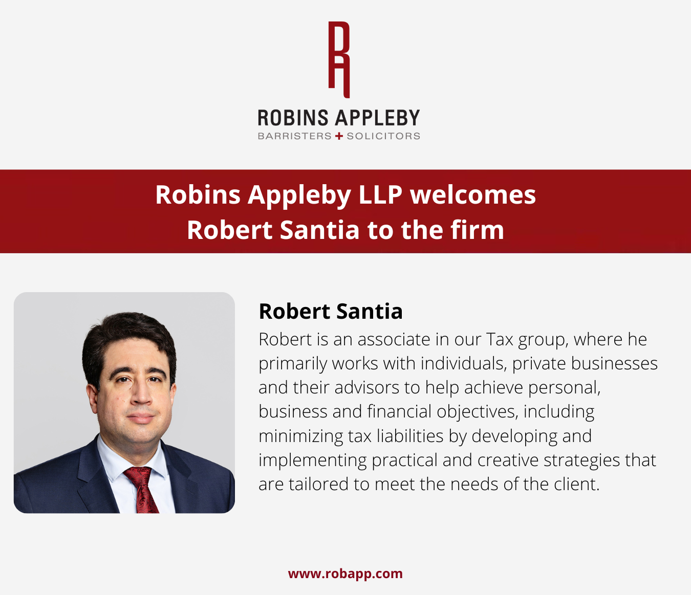 Robert Santia Announcement