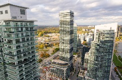 Skyline view between high-rise apartments