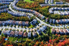 Bird's eye view of residential community