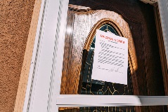 Eviction notice on the door of a house