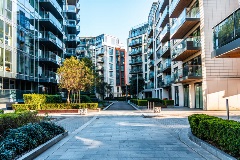Walk way through a residential community